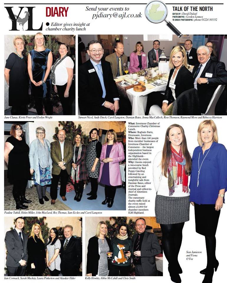 Kirsty and Evelyn spotted at the Inverness Chamber of Commerce Christmas Lunch